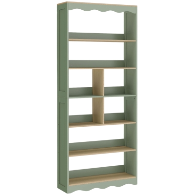 HOMCOM Bibliothèque 6 Niveaux Bois Vert 76x24x180cm