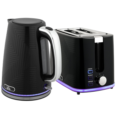 HOMCOM Modern Kettle & Toaster Set Black