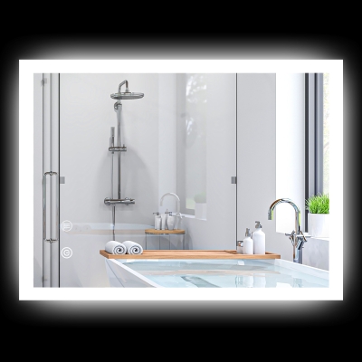 kleankin Miroir LED Salle Bain 70x50cm 3 Couleurs Tactile