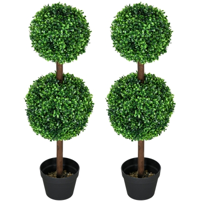HOMCOM Arbres Buis Artificiels 90cm Vert - Lot de 2