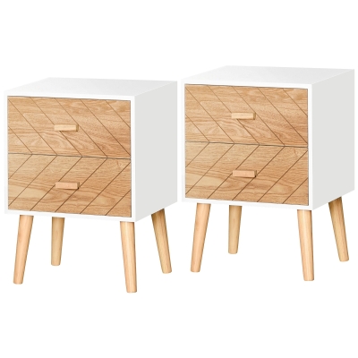 HOMCOM Chevet Scandinave Tiroirs Bois Blanc Hêtre