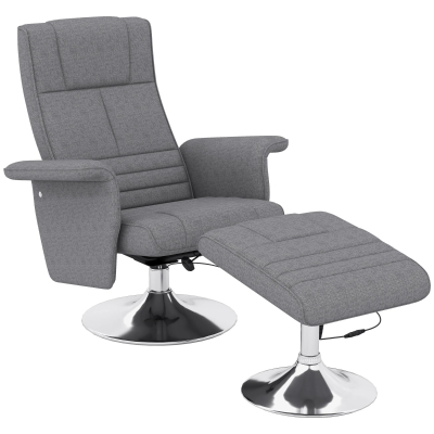 HOMCOM Massagesessel mit Hocker, neigbare Lehne, 78 x 95 x 88 cm, Dunkelgrau