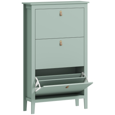 HOMCOM Modern Shoe Cabinet 3-Drawer Green