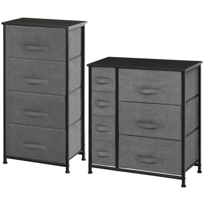 HOMCOM 2 Commodes Tissu 11 Tiroirs Métal