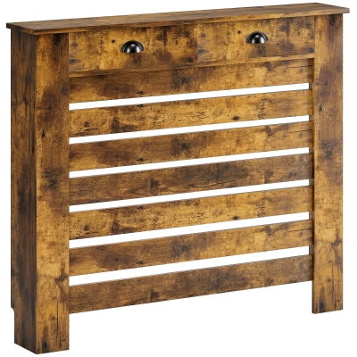 HOMCOM Radiator Cover with Drawer Rustic Brown 111W x 95.5H cm
