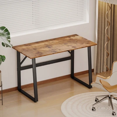 HOMCOM Bureau Industriel Bois et Acier 120x60x76 cm Noir Marron