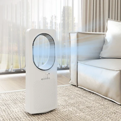 HOMCOM Bladeless Tower Fan 45° Oscillating 15H Timer White