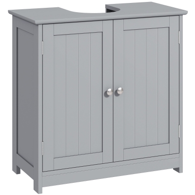 kleankin Meuble Sous-Lavabo 60x30x60 cm Bois Gris 2 Portes