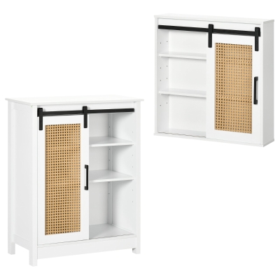 kleankin Meuble Salle de Bain Murale & Sur Pied Porte Coulissante