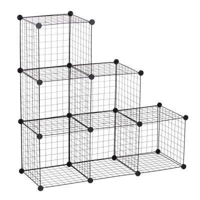 HOMCOM 6 Cube Metal Wire Rack Storage Cabinet Black