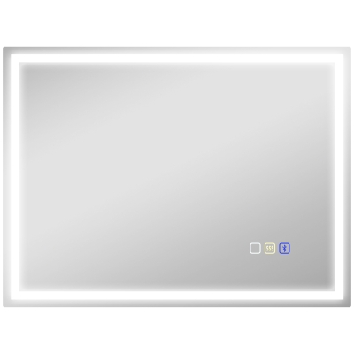 HOMCOM Bluetooth LED Bathroom Mirror with Demister Silver 80x60cm