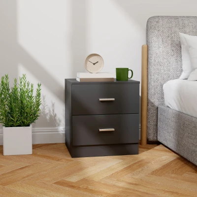 HOMCOM Bedside Cabinet 2-Drawer Black