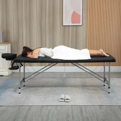 HOMCOM inklapbare massagetafel, inclusief gezichtsondersteuning, armleuningen en handsteunen, mobiele massagetafel, 185 cm x 70 cm x 82 cm