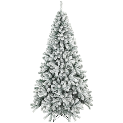 HOMCOM Árvore de Natal Nevada 180 cm com 650 Pontas em PVC Ignífugo, Ramos Articulados, Montagem Rápida, Verde e Branco