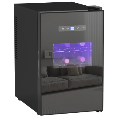 HOMCOM Cave à Vin 15 Bouteilles 39L Température Réglable LED