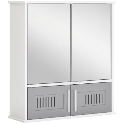Kleankin Bathroom Mirror Cabinet Wall-Mounted Grey