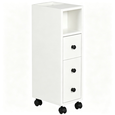 kleankin Armoire Toilette Blanche 3 Niveaux + Sortie Papier