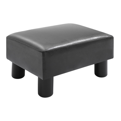 HOMCOM Sitzhocker Hocker mit Kunstleder Moderner Fußhocker Kunstlederhocker Ottomane für Schlafzimmer, Wohnzimmer, Schwarz