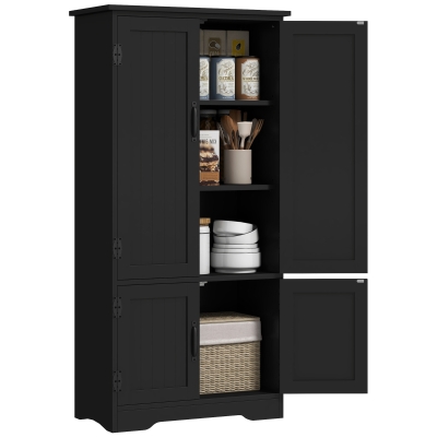 HOMCOM Buffet Cuisine Noir Multi-Rangements MDF