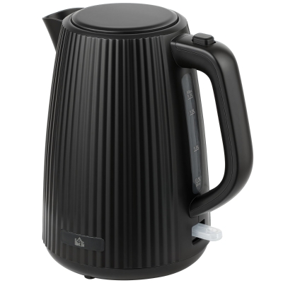 HOMCOM Hervidor Eléctrico 1,7L 2200W con Filtro Antical Desmontable Apagado Automático Base Giratoria 360° Negro