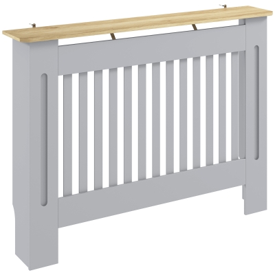 HOMCOM Radiator Cover Slatted Cabinet 112x19x81cm Grey