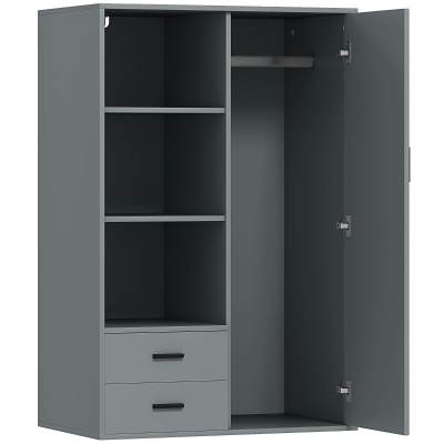 HOMCOM Armadio Moderno con Cassetti, Ripiani, Appendiabiti Grigio