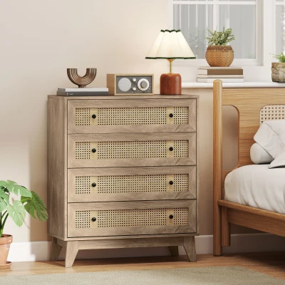 HOMCOM Storage Cabinet 4-Drawer Wood Effect 80x35x95cm