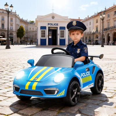 AIYAPLAY Coche Eléctrico para Niños con Licencia RUF CTR 3 Clubsport Mando a Distancia Motor Doble Sirena Ruedas Auxiliares Azul