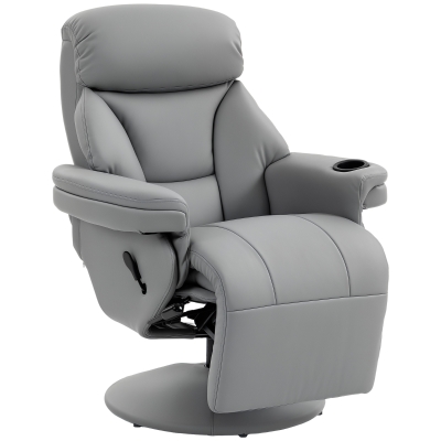 HOMCOM Reclining Armchair Upholstered Adjustable Footrest Grey