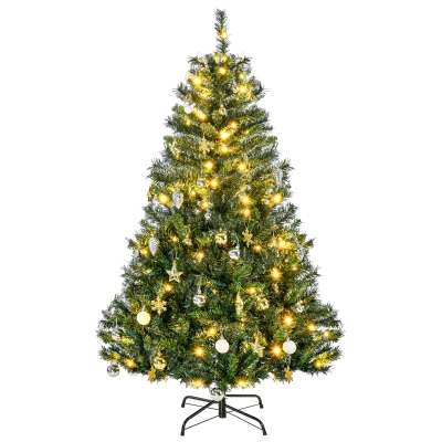 HOMCOM Weihnachtsbaum Christbaum künstlicher Weihnachtsbaum, inkl. Schmuck  95 cm x 95 cm x 150 cm, Grün