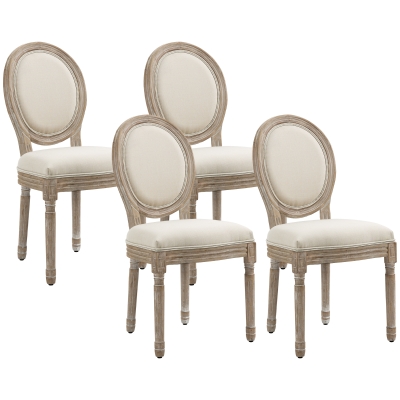 HOMCOM Chaises Salle Manger Louis XVI Bois Massif 4pcs