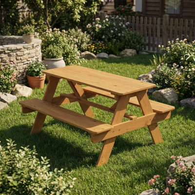 AIYAPLAY Table Pique-Nique Enfant avec Bancs Bois Massif Extérieur