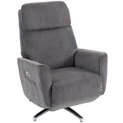 HOMCOM Relaxsessel Elektrisch Verstellbar Fernsessel mit Liegefunktion, 2 Motoren Drehbar TV Sessel mit USB-Anschluss