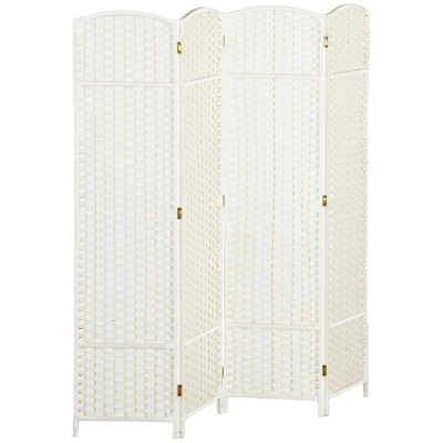 HOMCOM Paravent Bois 4 Panneaux Pliable 160x170cm Blanc