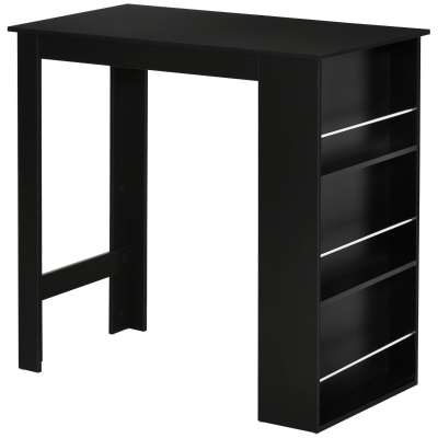 HOMCOM Table Bar Haute Cuisine 3 Étagères Noir 112x57x106cm