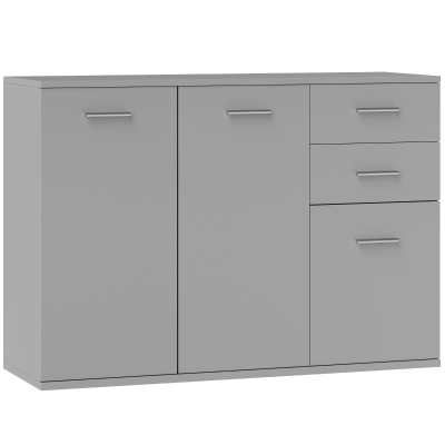 HOMCOM Credenza Moderna con 3 Armadietti 2 Cassetti Grigio Chiaro