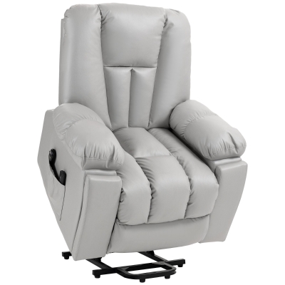 HOMCOM Massagesessel Relaxsessel Seniorensessel, Fernbedienung, Seitentaschen, 94 cm x 96 cm x 106 cm, Grau