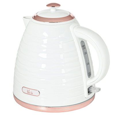 HOMCOM Elektrische Waterkoker, 1,7L, 2,2kW, Snelkookfunctie met Afneembaar Wasbaar Anti-kalkfilter