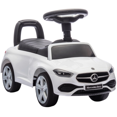 AIYAPLAY Mercedes-Benz C-Class Rutschauto mit Hupe, Motorgeräuschen, Stauraum, für Kinder 18-36 Monate, Weiß
