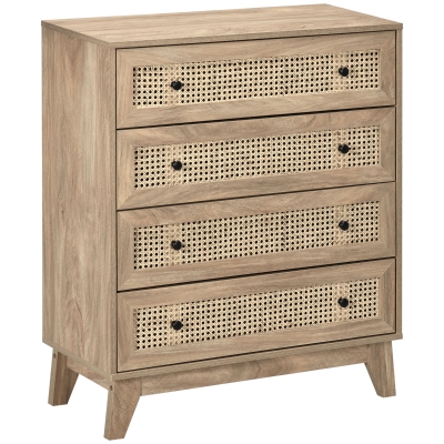 HOMCOM Storage Cabinet 4-Drawer Wood Effect 80x35x95cm