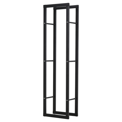 HOMCOM Kaminholzregal Metall 40 x 25 x 150 cm Brennholzregal Stapelhilfe Stahlrahmen bis 100kg Kaminholzunterstand Outdoor Holzregal Feuerholzregal für Garten Terrasse Außen Schwarz