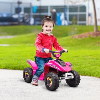 HOMCOM Kinder Quad Elektro 6V Kinderquad mit Vorwärts-, Rückwärtsfunktion für Kinder 1,5-3 Jahre bis 20 kg Rosa