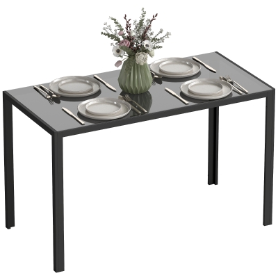 HOMCOM Modern Rectangular Dining Table for 4 Glass Metal