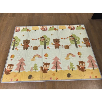 AIYAPLAY Tapete de Brincar para Bebés 200x150x1.5 cm Tema Floresta Dobrável Reversível em XPE, 0-3 Anos, Multicolorido