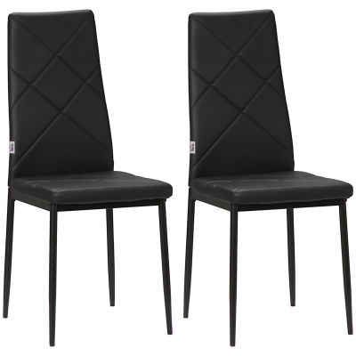 HOMCOM Set di 2 Sedie da Pranzo Moderne con Schienale Alto Nero