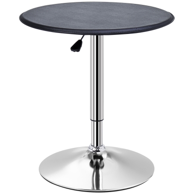 HOMCOM Verstelbare Bartafel, Kunstleder, Vintage Design, Zwart + Zilver