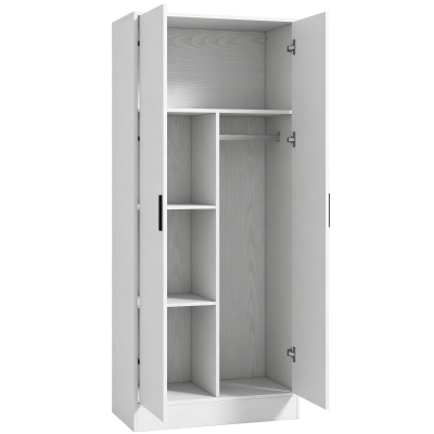 HOMCOM Roupeiro Moderno para Quarto com Barra para Pendurar e Prateleiras 70x37x164 cm Branco