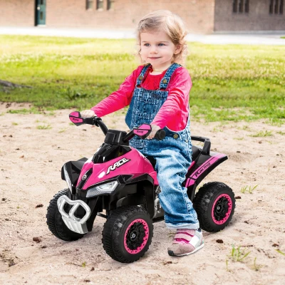 HOMCOM Trapauto kinderloopauto kinderauto met voeten schuiven licht muziek roze