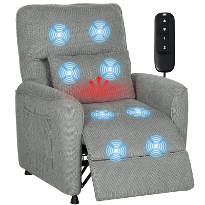 HOMCOM Elektrische tv-fauteuil met ligfunctie, verwarming en vibratiemassage
