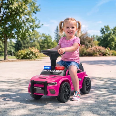 AIYAPLAY Voiture Porteur Police Rose 18-36M Lumière Rangement 65cm